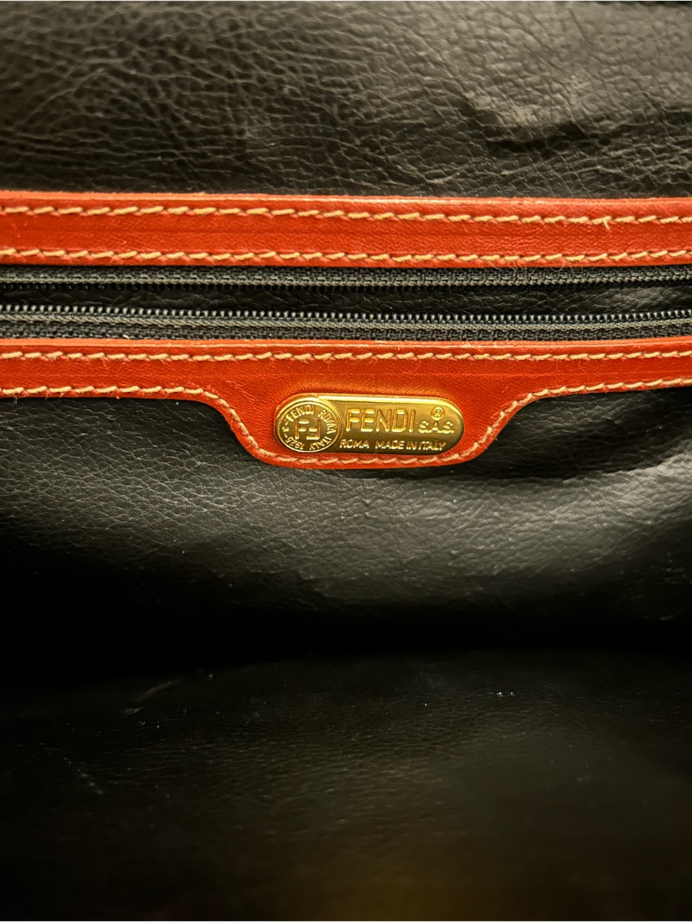 Vintage FENDI Pequin Stripe Tote Bag.- Red Leather Trim EXCELLENT No Peeling - Picture 9 of 15
